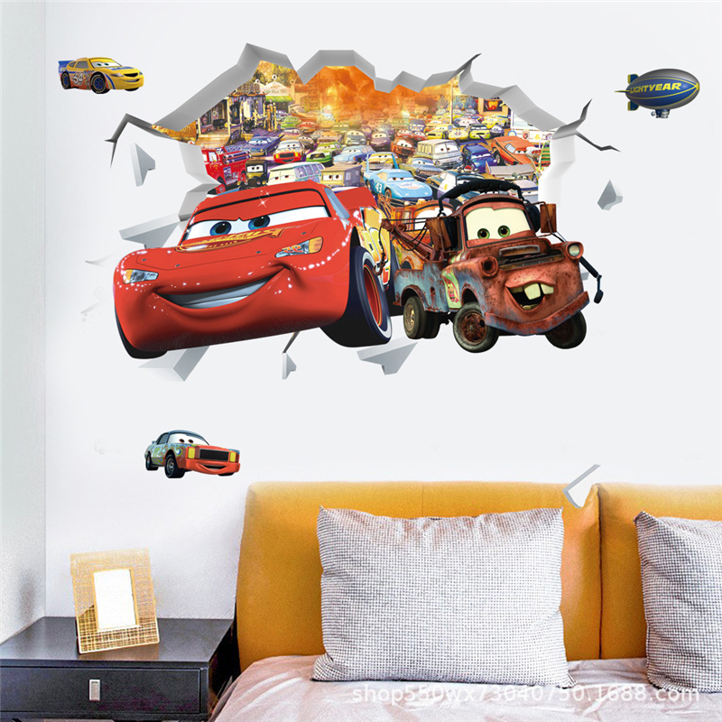 Lighting Mcqueen Wall Decor - 3D Cartoon Car Lighting McQueen Wall