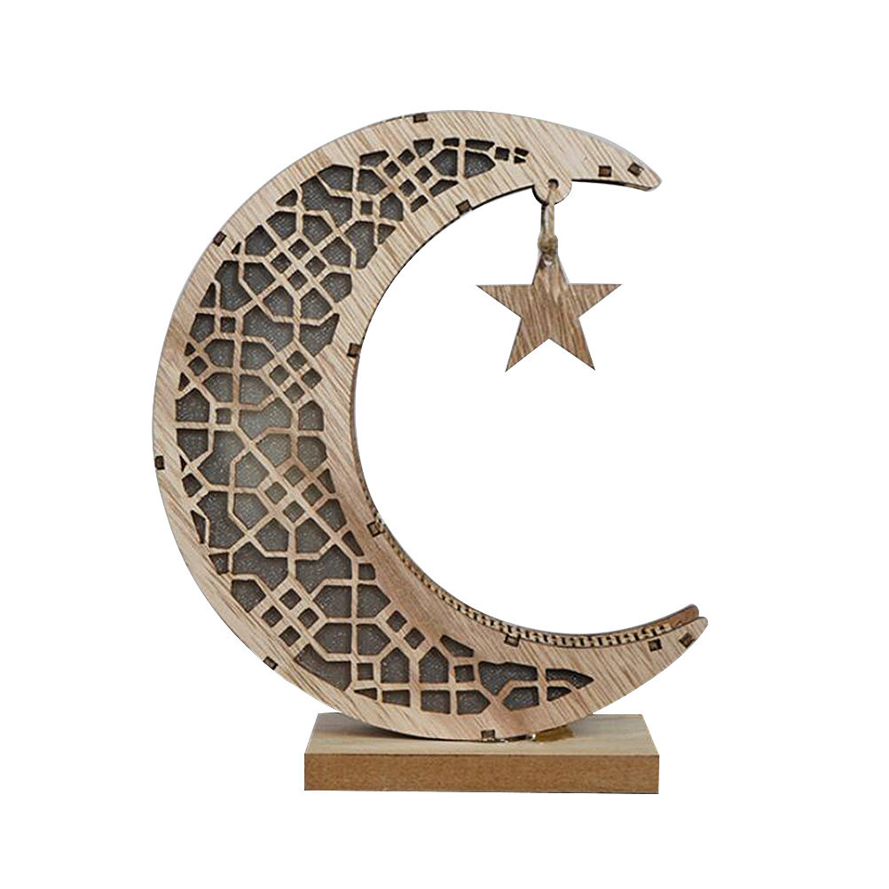 Room Decor Lighting Lamp - Wooden Ramadan Lamp Unique Moon Design