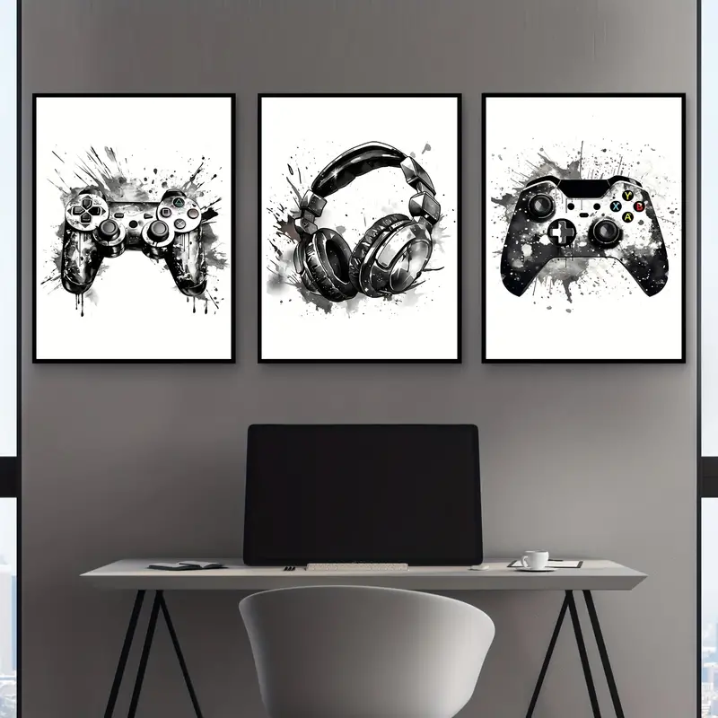 Lighting Mcqueen Wall Decor - 3pcs/set Gaming Graffiti Gamepad Earphone Funny