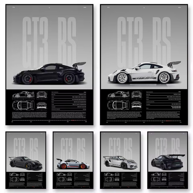 Lighting Mcqueen Wall Decor - Minimalist 911 GT3-RS 718 GT4 RS