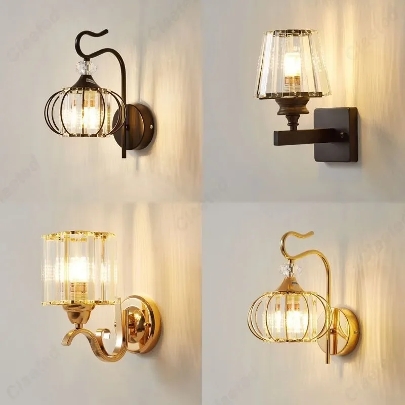 Foyer Lighting Wall Decor - Creative LED Wall Lights Crystal Lampshades