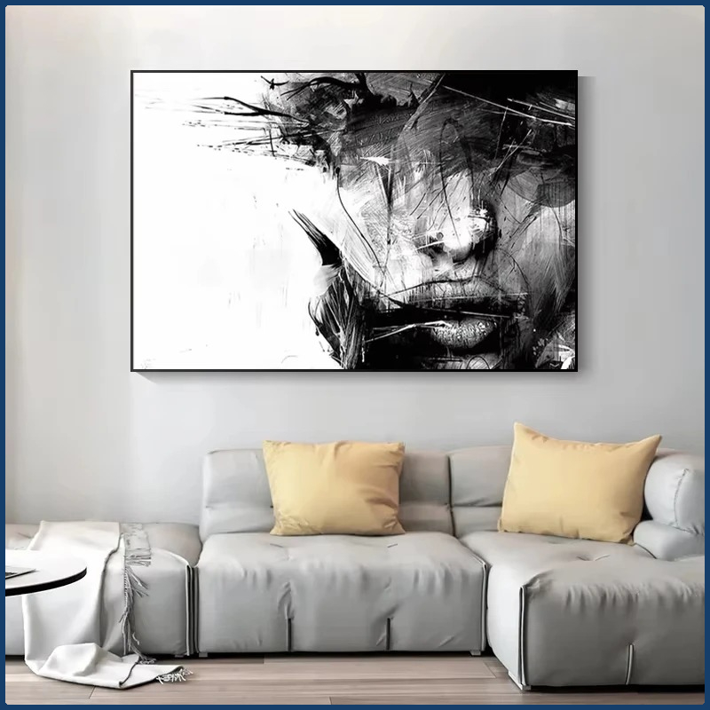 Lighting Mcqueen Wall Decor - Abstract Face Black and White Art