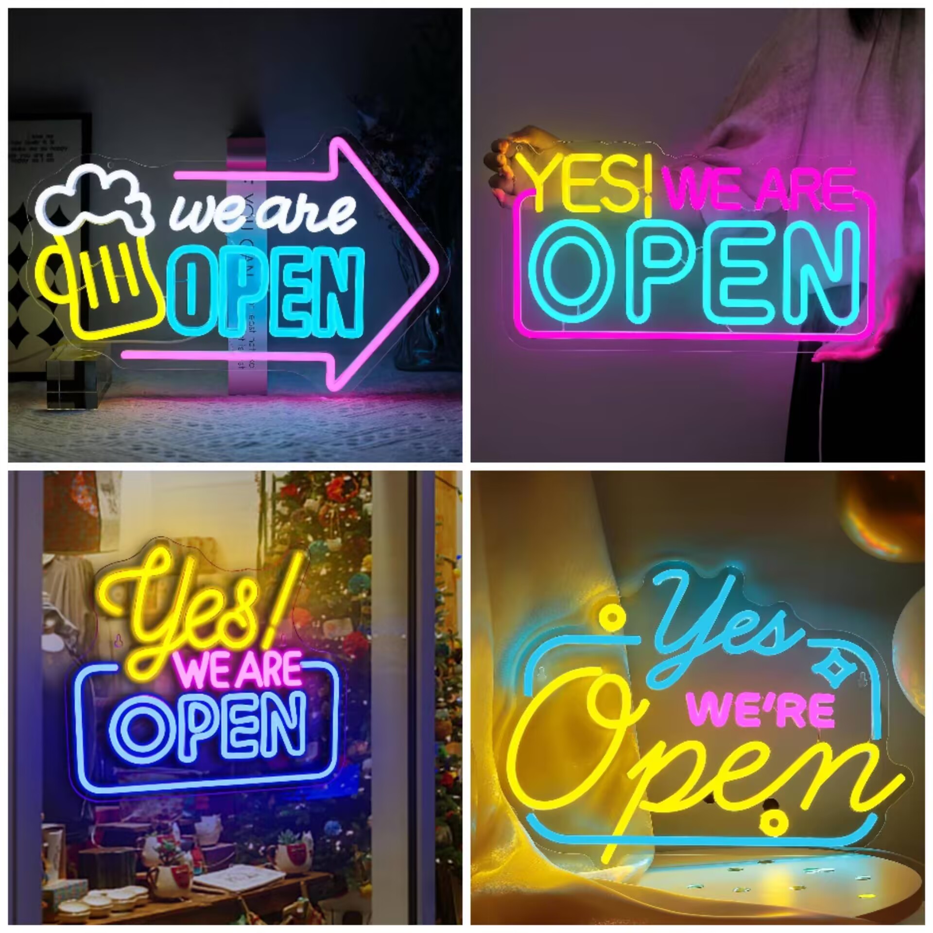 Decor Lighting Opening Hours - Colorful Yes We Are Open LED