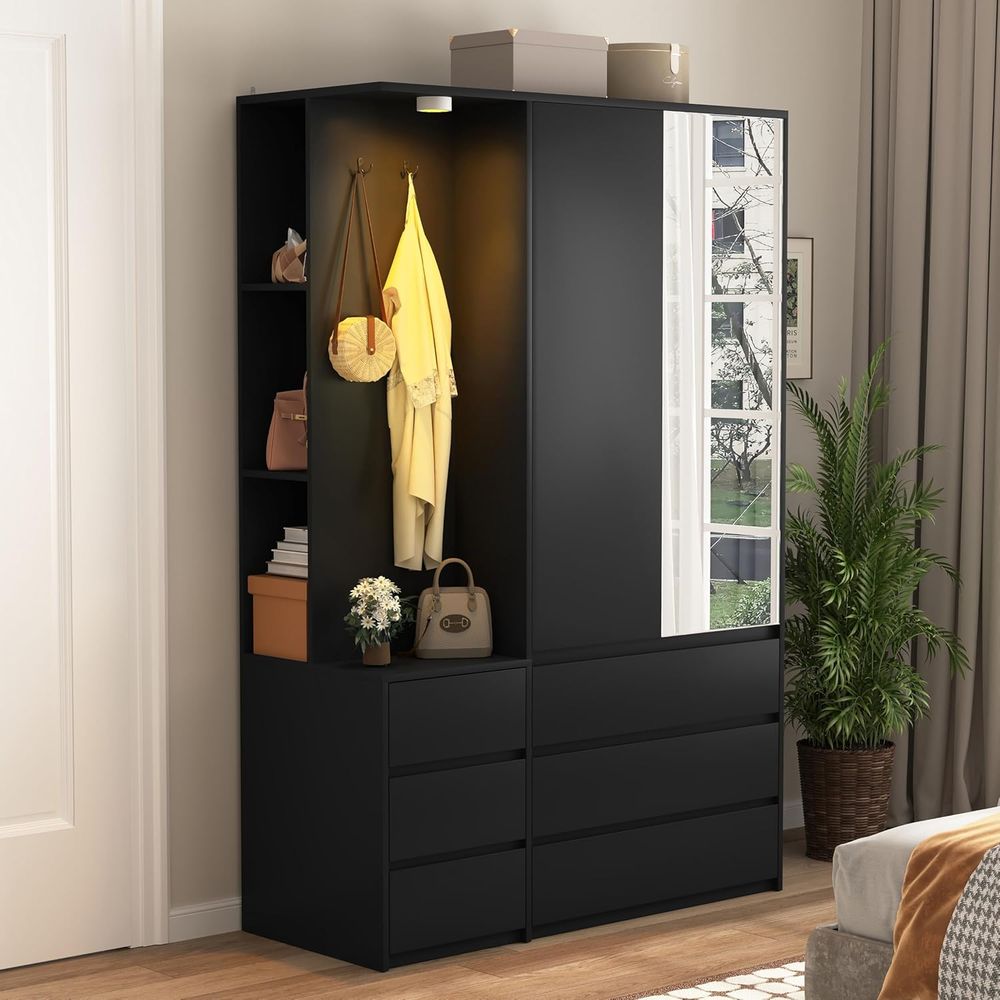 Furniture Lighting & Decor Magazine - Modern Mirrored Wardrobe with LED Lighting,