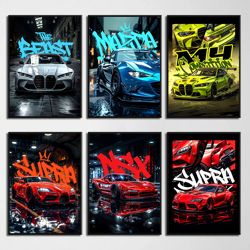 Lighting Mcqueen Wall Decor - Blue Miata Supra Car E36 Luxury