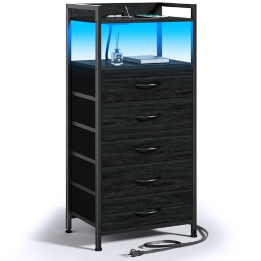 Furniture Lighting & Decor Magazine - Tall Black Night Stand with Charging