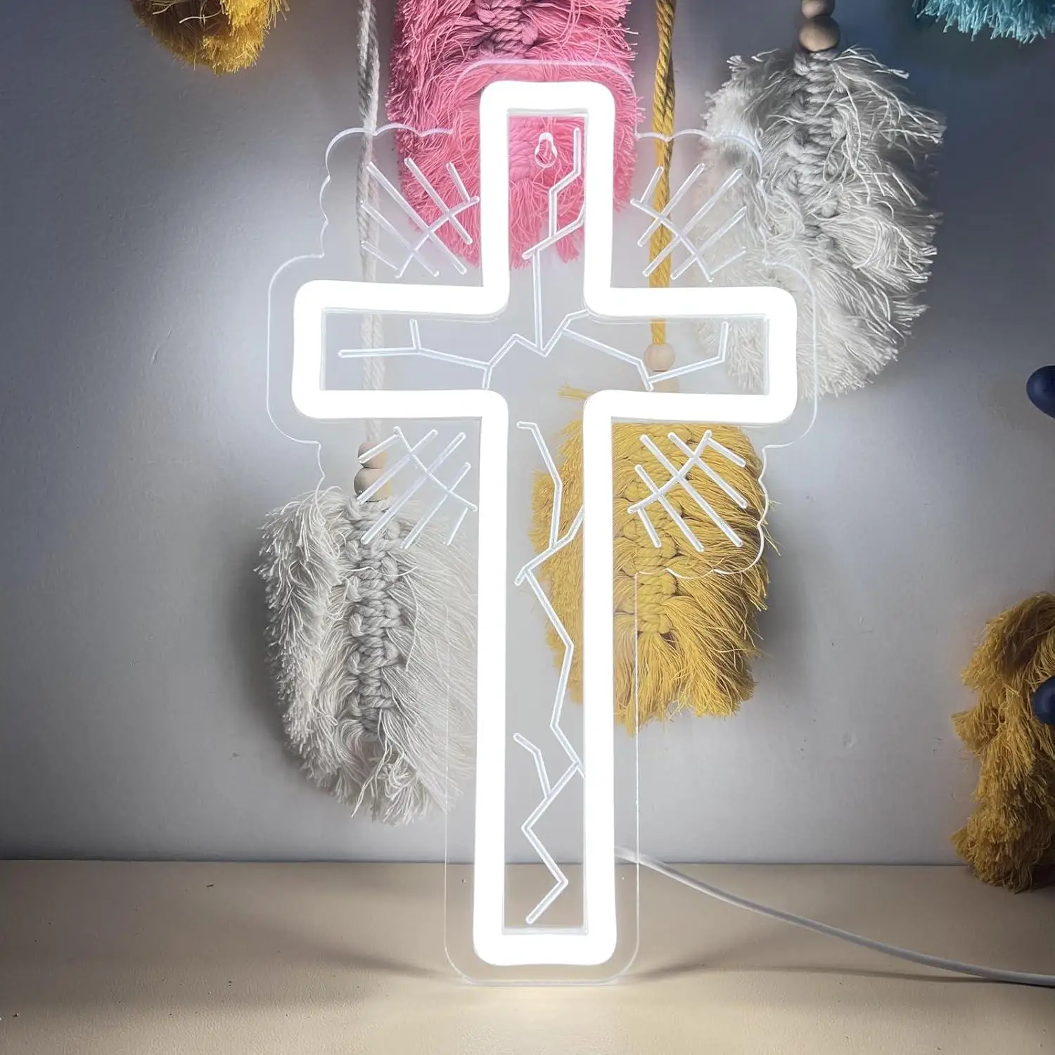Cross Neon Sign Christian Cros - Room Decor Lighting Lamp 评论和价格