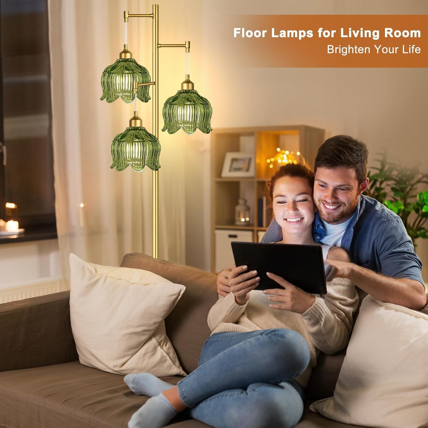 Vintage Gold Glass Floor Lamp  - Room Decor Lighting Lamp 评论和价格