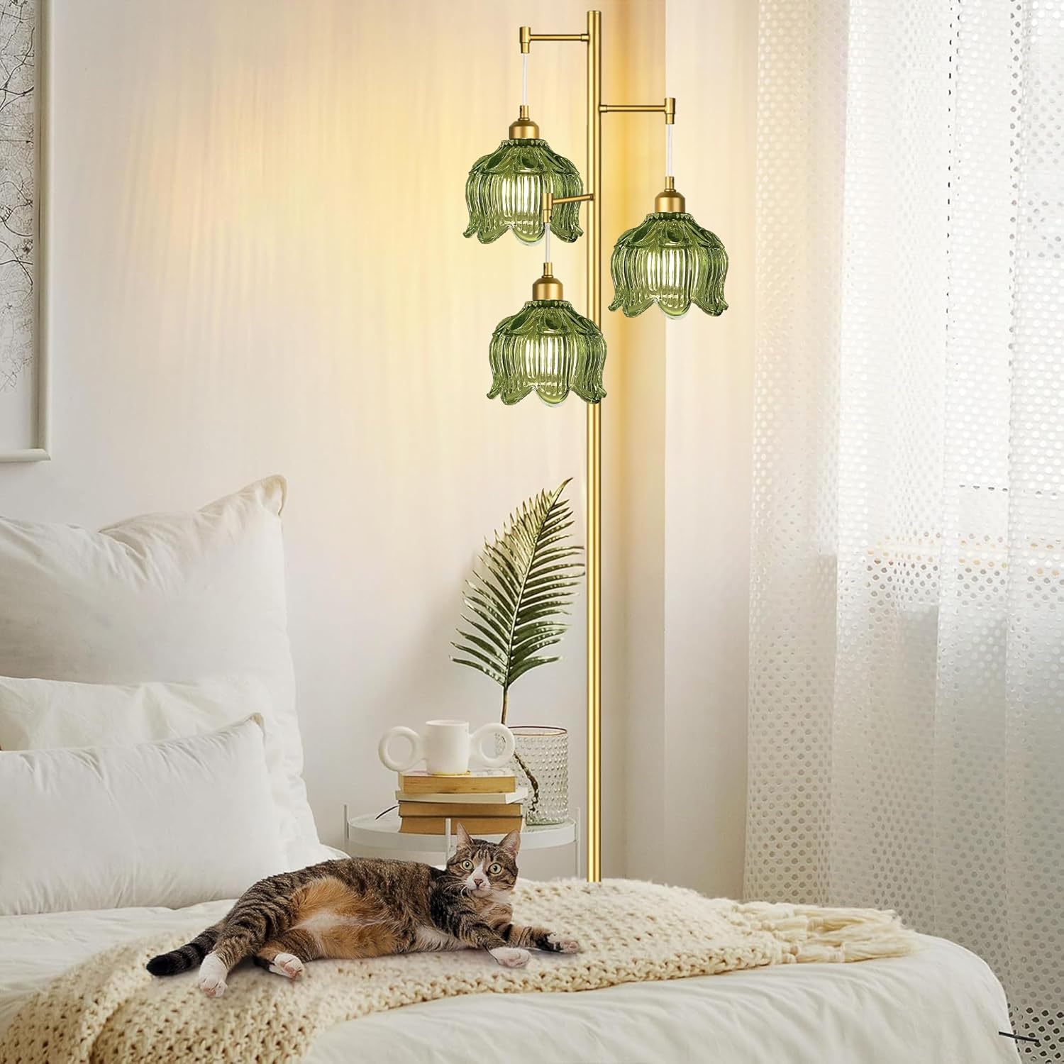 Vintage Gold Glass Floor Lamp  - Room Decor Lighting Lamp 评论和价格