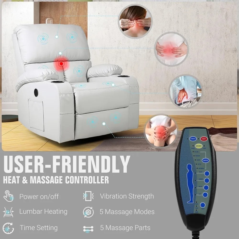 Massage Recliner Chair with He - Furniture Lighting & Decor Magazine 评论和价格