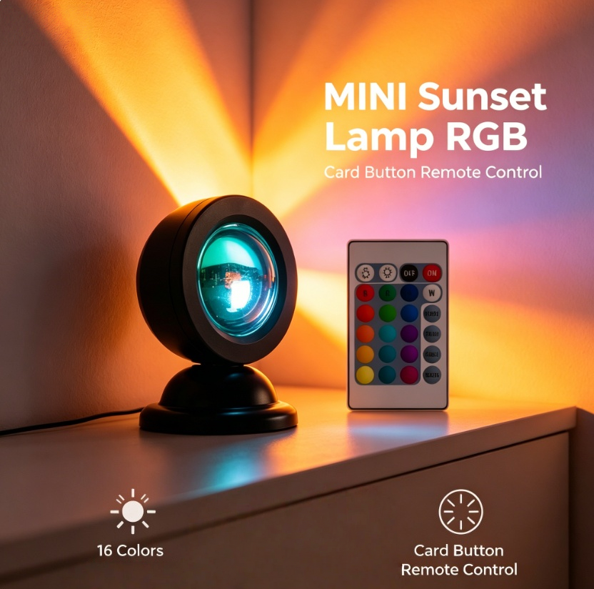 Mini Sunset Lamp RGB 16 Colors - Sunset Lamp Projection 评论和价格