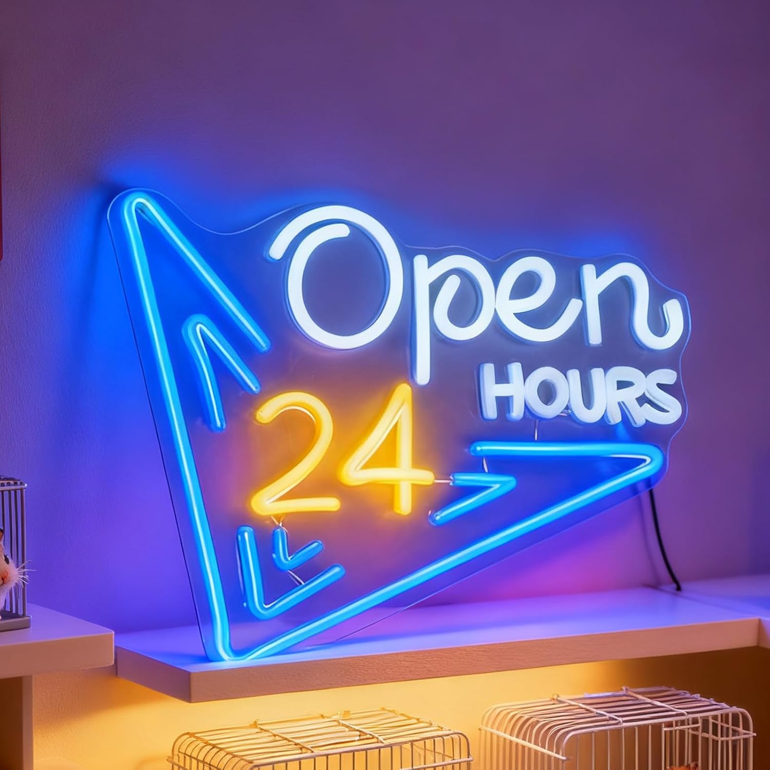  24 Hours Open Neon Sign USB  - Decor Lighting Opening Hours 评论和价格
