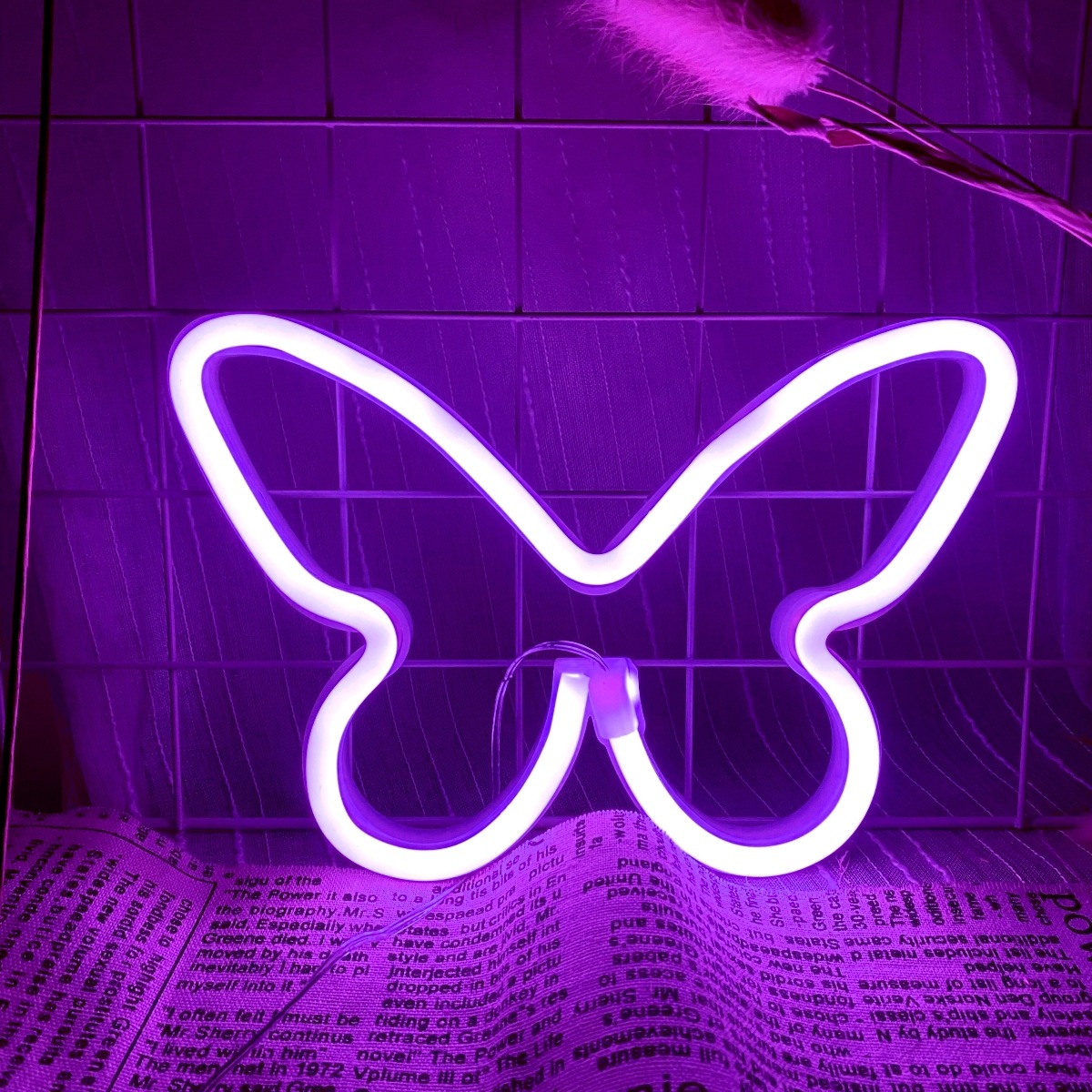 LED butterfly neon lights, USB - Foyer Lighting Wall Decor 评论和价格