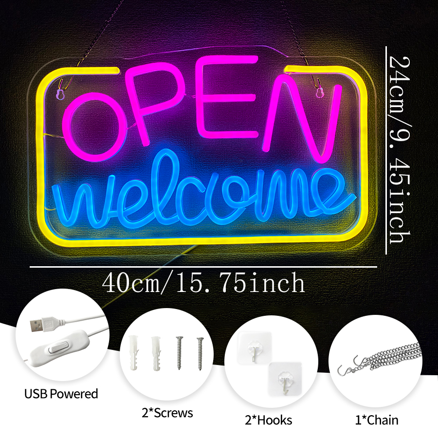 Open 24 Hours Neon Sign,LED Ne - Decor Lighting Opening Hours 评论和价格