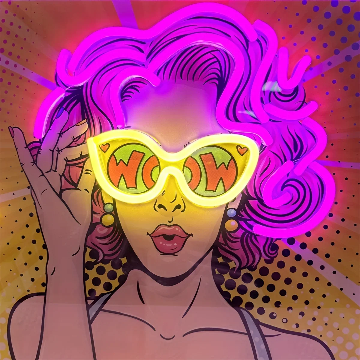 Wow Lady Pop Art LED Neon Sign - Lighting Decor Wow 评论和价格