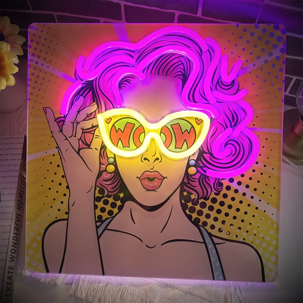Wow Lady Pop Art LED Neon Sign - Lighting Decor Wow 评论和价格