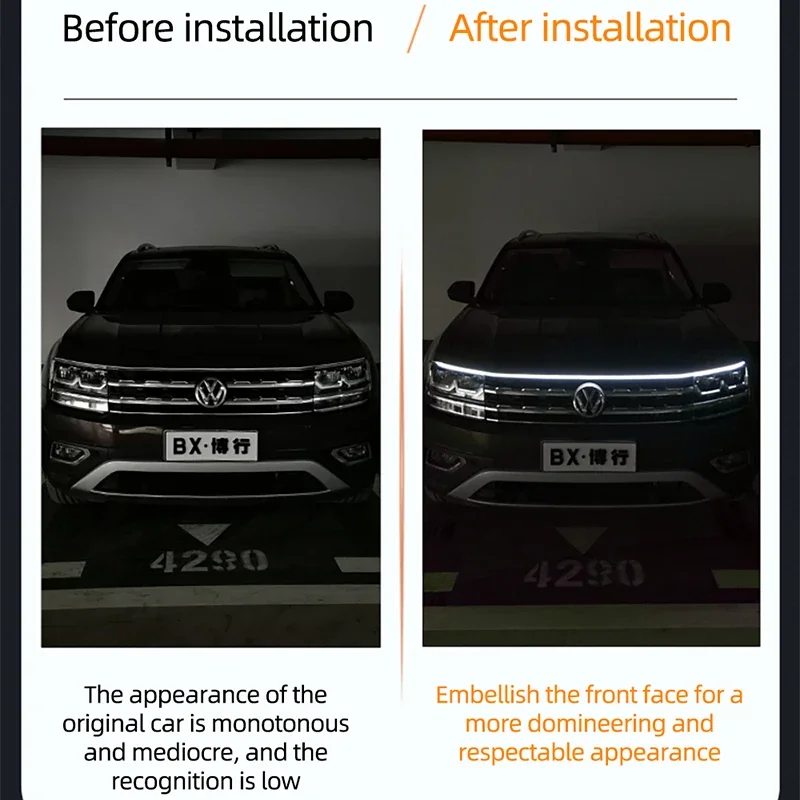 Dynamic Car LED Hood Light 12V - Lighting Bolt Decor 评论和价格