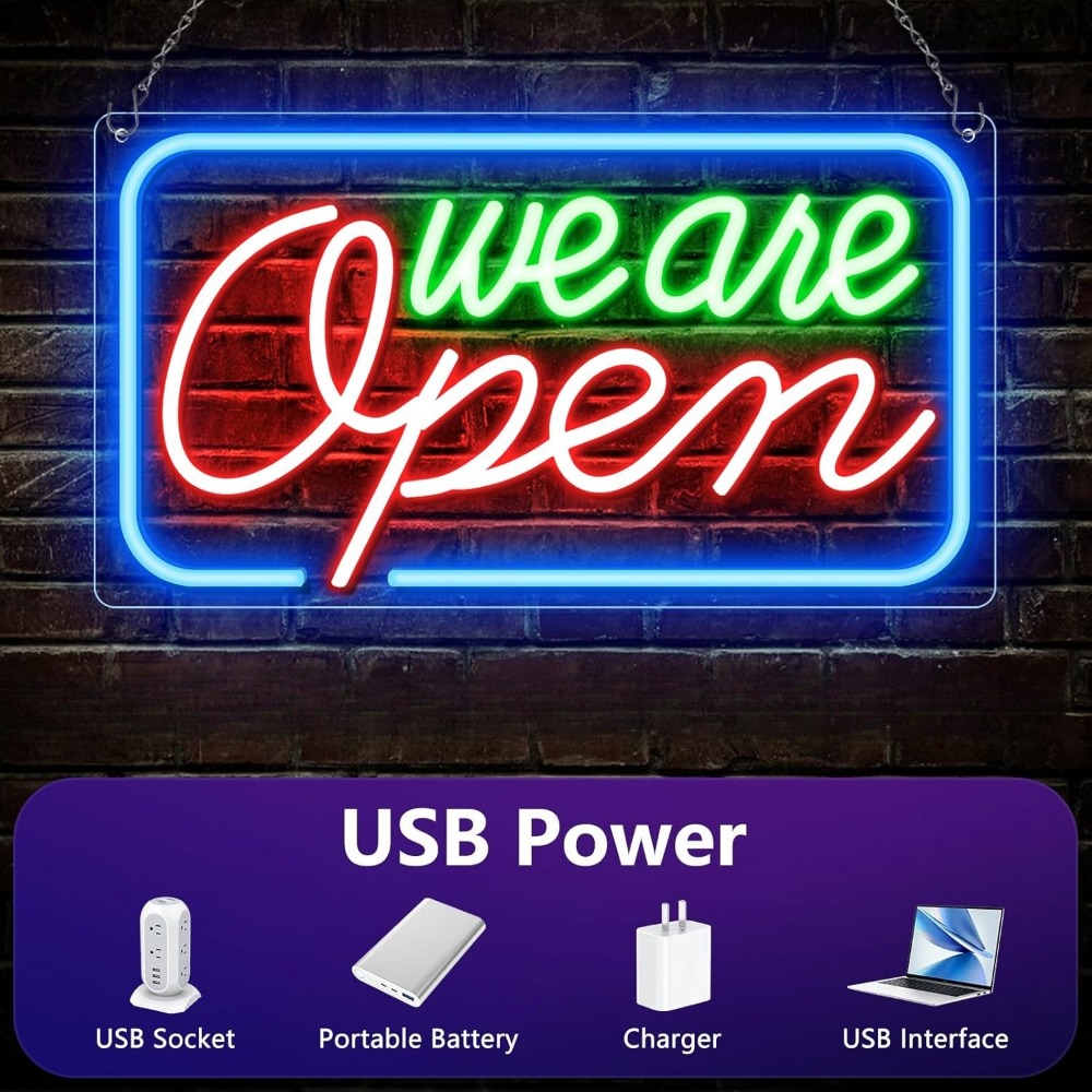 We Are Open LED Neon Sign Ligh - Decor Lighting Opening Hours 评论和价格