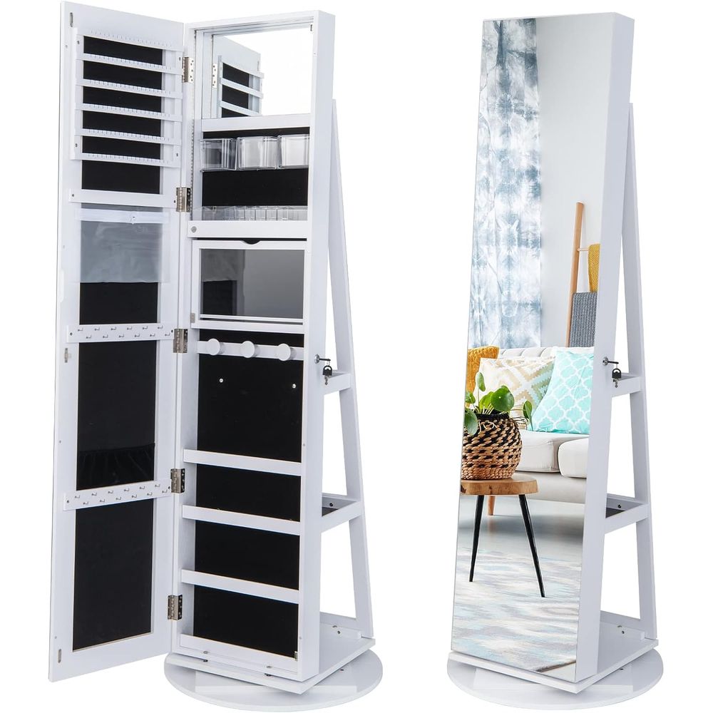 360° Swivel Jewelry Cabinet wi - Furniture Lighting & Decor Magazine 评论和价格