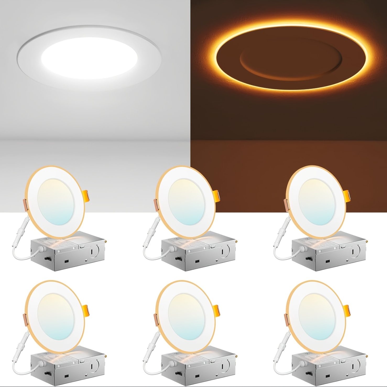 12/6 Pack 4/6 Inch 5CCT LED Re - Led Lighting Decor 评论和价格
