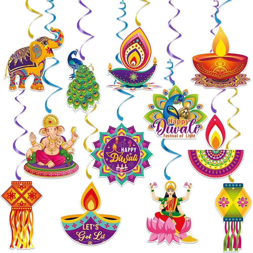 Diwali Hanging Swirls Smooth D - Lighting Decoration For Diwali 评论和价格