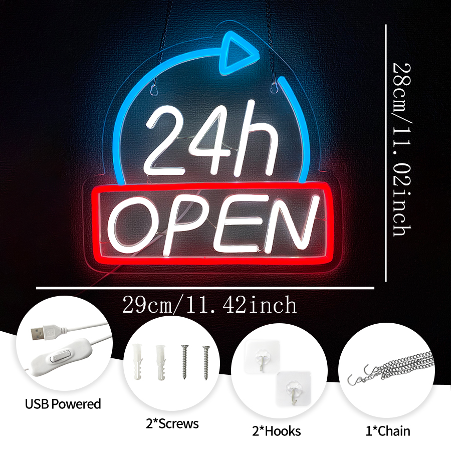 Open 24 Hours Neon Signs for W - Decor Lighting Opening Hours 评论和价格