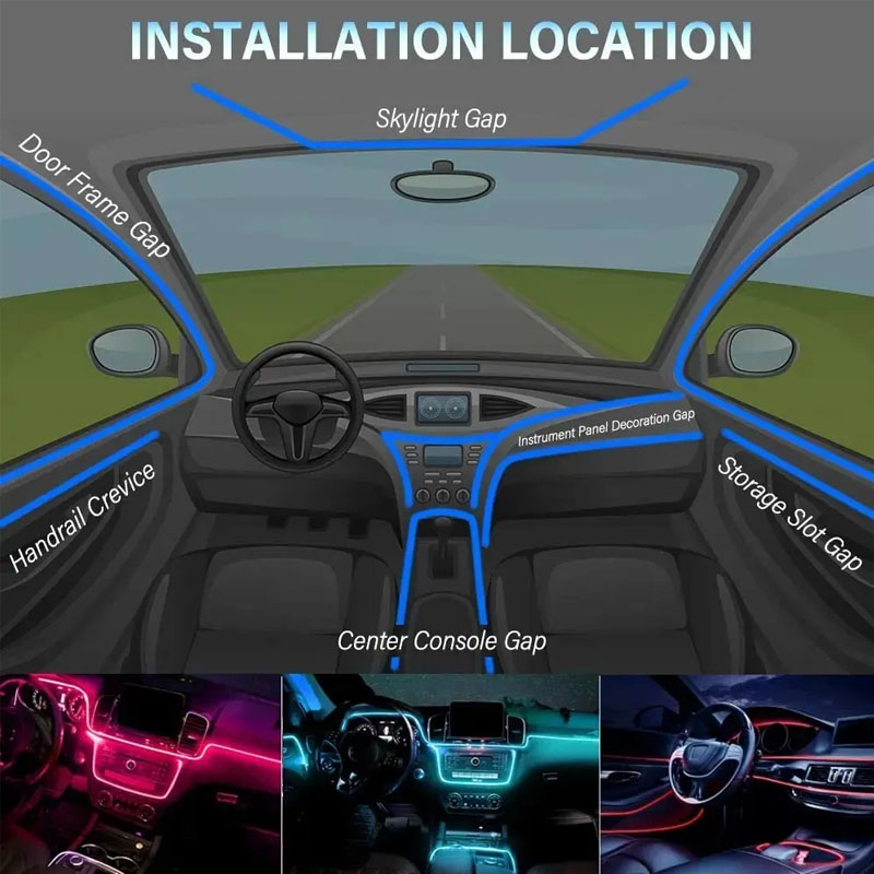 Car RGB Ambient LED Light Stri - Lighting Bolt Decor 评论和价格