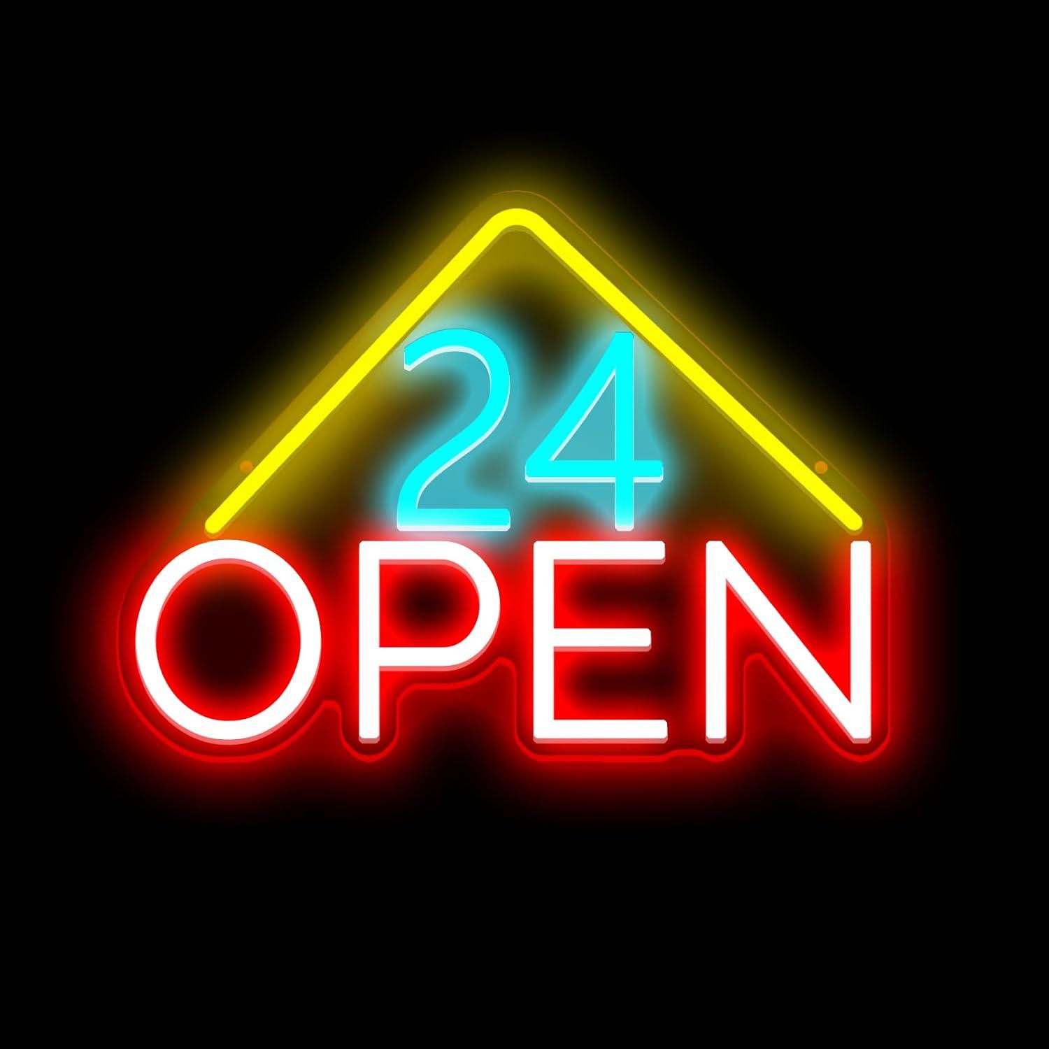 24 Hours Open Neon Sign USB Po - Decor Lighting Opening Hours 评论和价格
