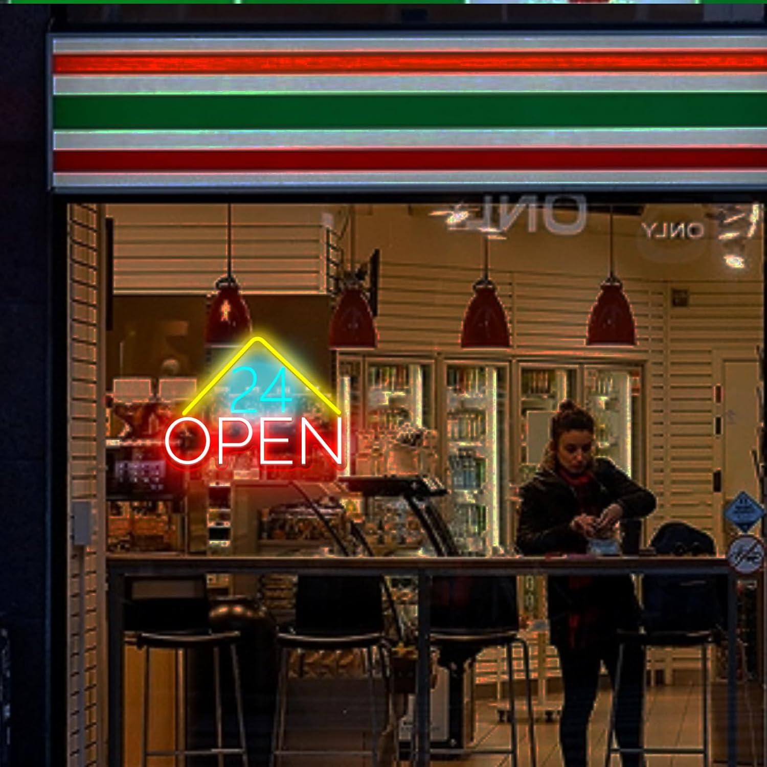 24 Hours Open Neon Sign USB Po - Decor Lighting Opening Hours 评论和价格