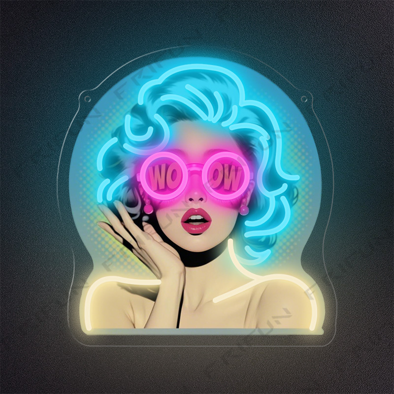 WOW Curl Girl Neon Sign UV Pri - Lighting Decor Wow 评论和价格