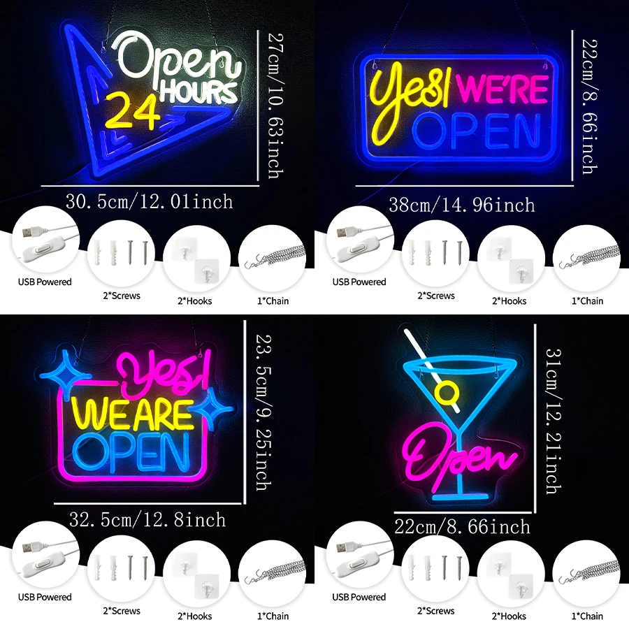 Open 24 Hours Neon Sign For Wa - Decor Lighting Opening Hours 评论和价格