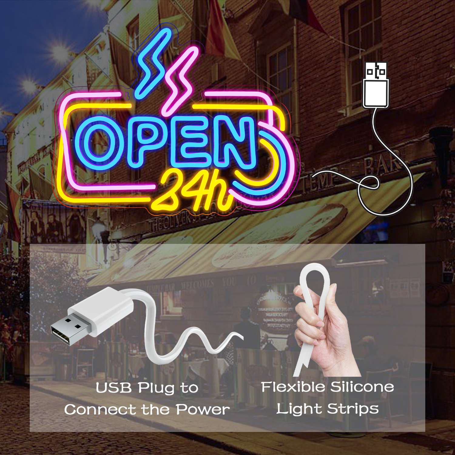 Open 24 Hours Neon Led Sign Di - Decor Lighting Opening Hours 评论和价格