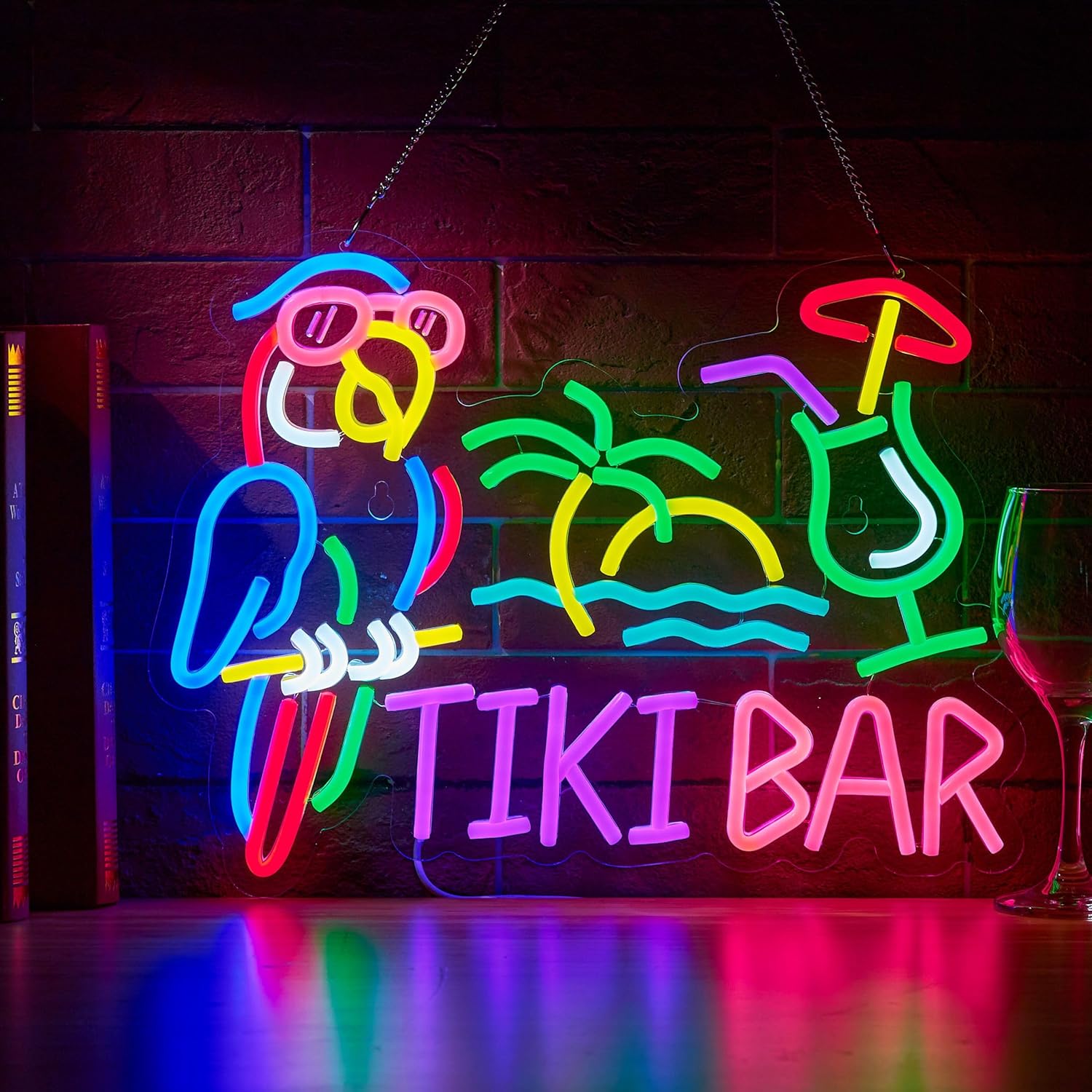 Tiki Bar Parrot Palm Tree Neon - Lighting Decoration Ideas 评论和价格