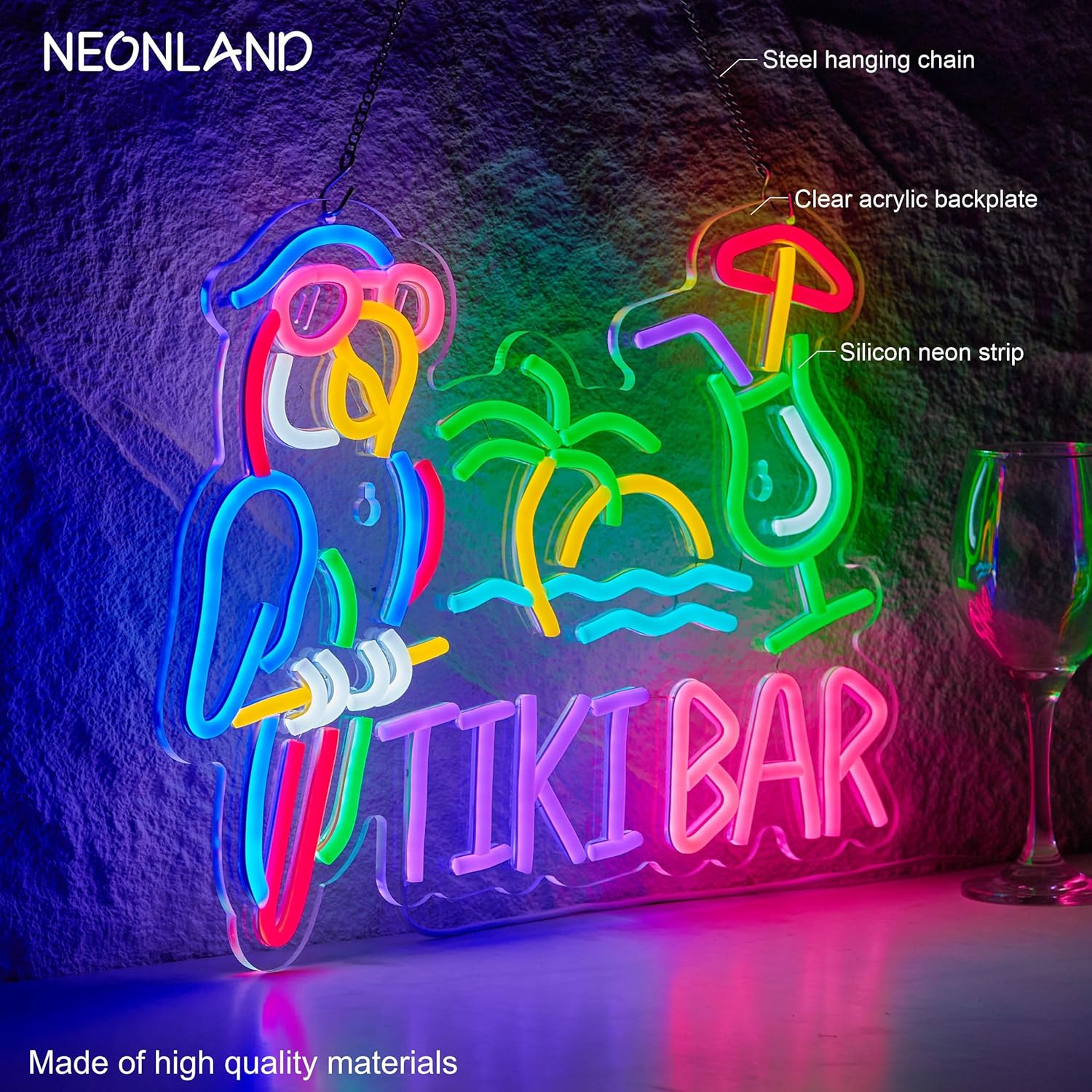 Tiki Bar Parrot Palm Tree Neon - Lighting Decoration Ideas 评论和价格