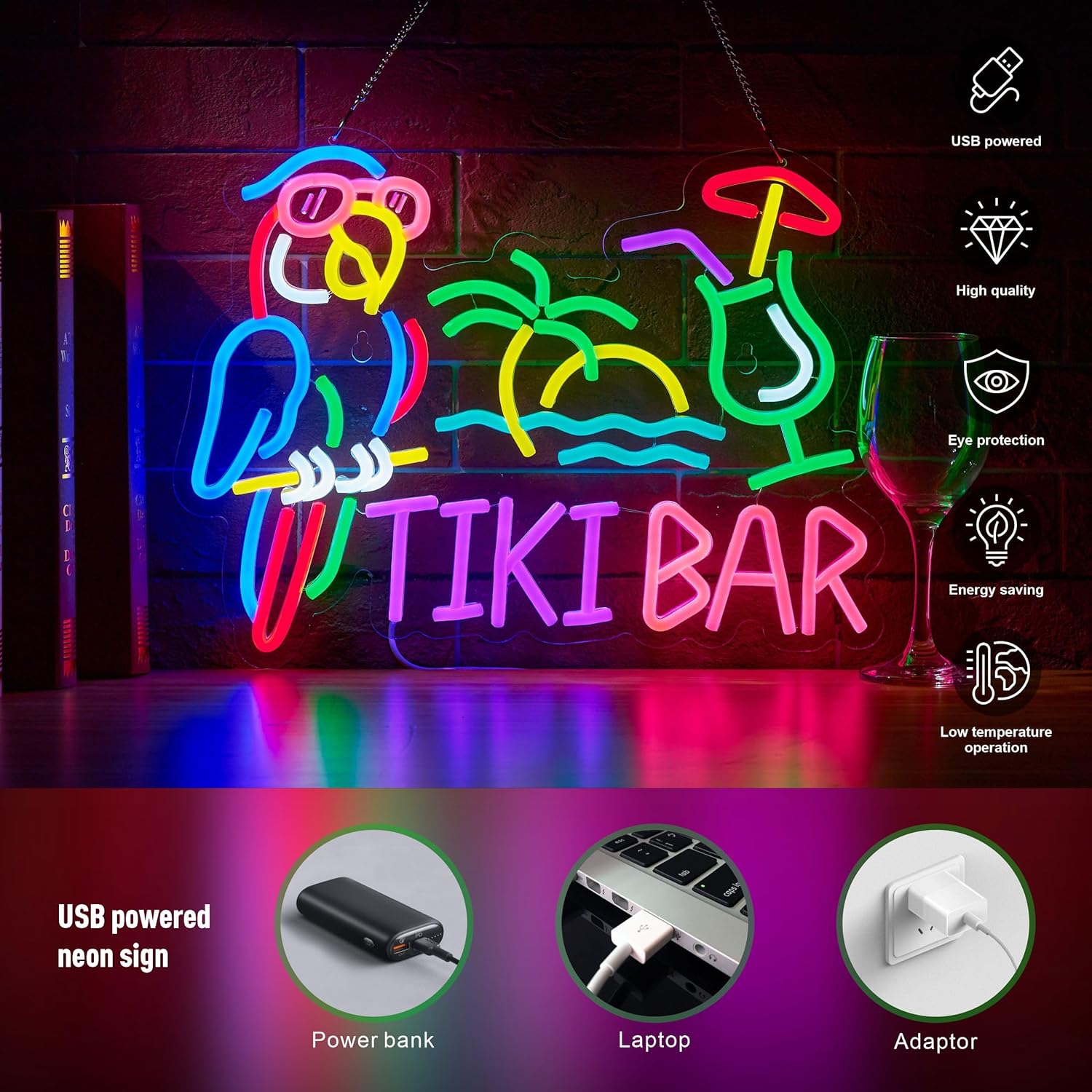 Tiki Bar Parrot Palm Tree Neon - Lighting Decoration Ideas 评论和价格