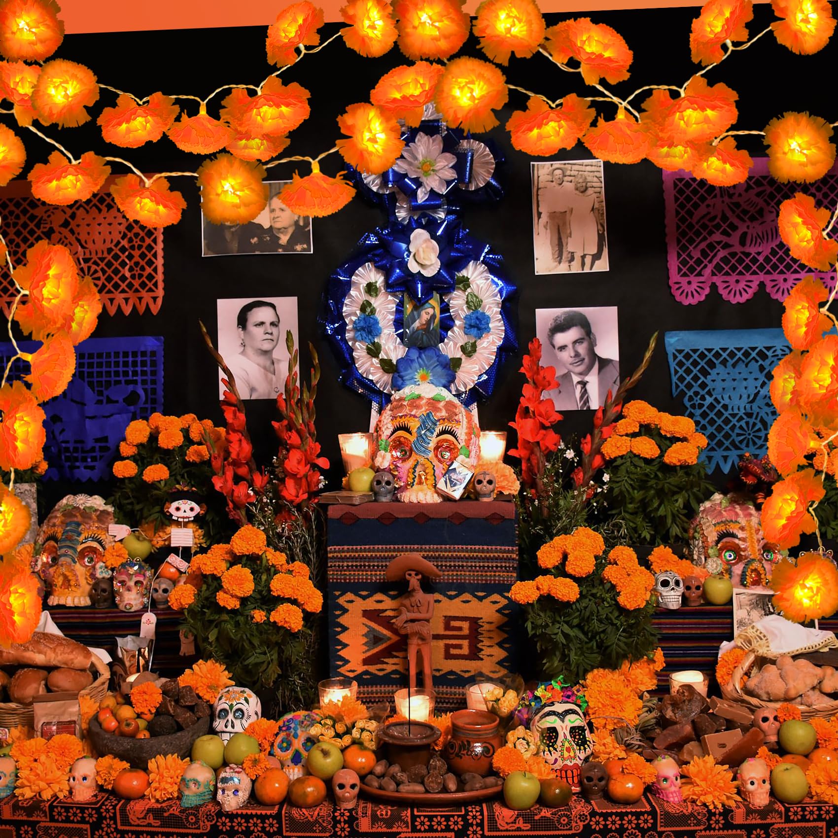 2-20PCS Lighted Marigold Garla - Lighting Decoration For Diwali 评论和价格
