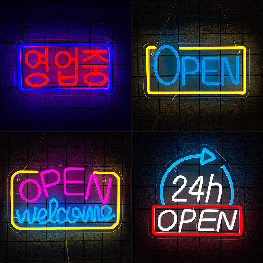 24-Hour Open Led Neon Sign, Su - Decor Lighting Opening Hours 评论和价格