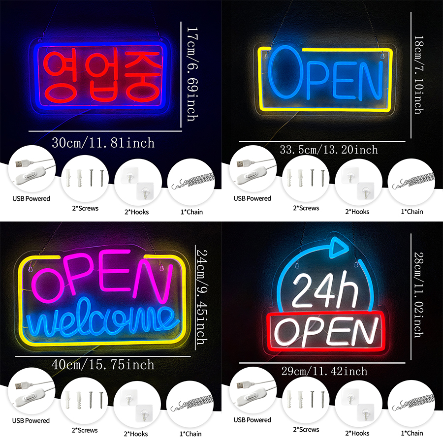 24-Hour Open Led Neon Sign, Su - Decor Lighting Opening Hours 评论和价格