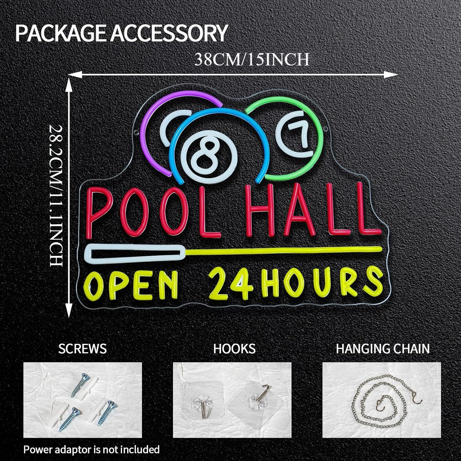 Pool Hall Open 24 Hours Neon S - Decor Lighting Opening Hours 评论和价格