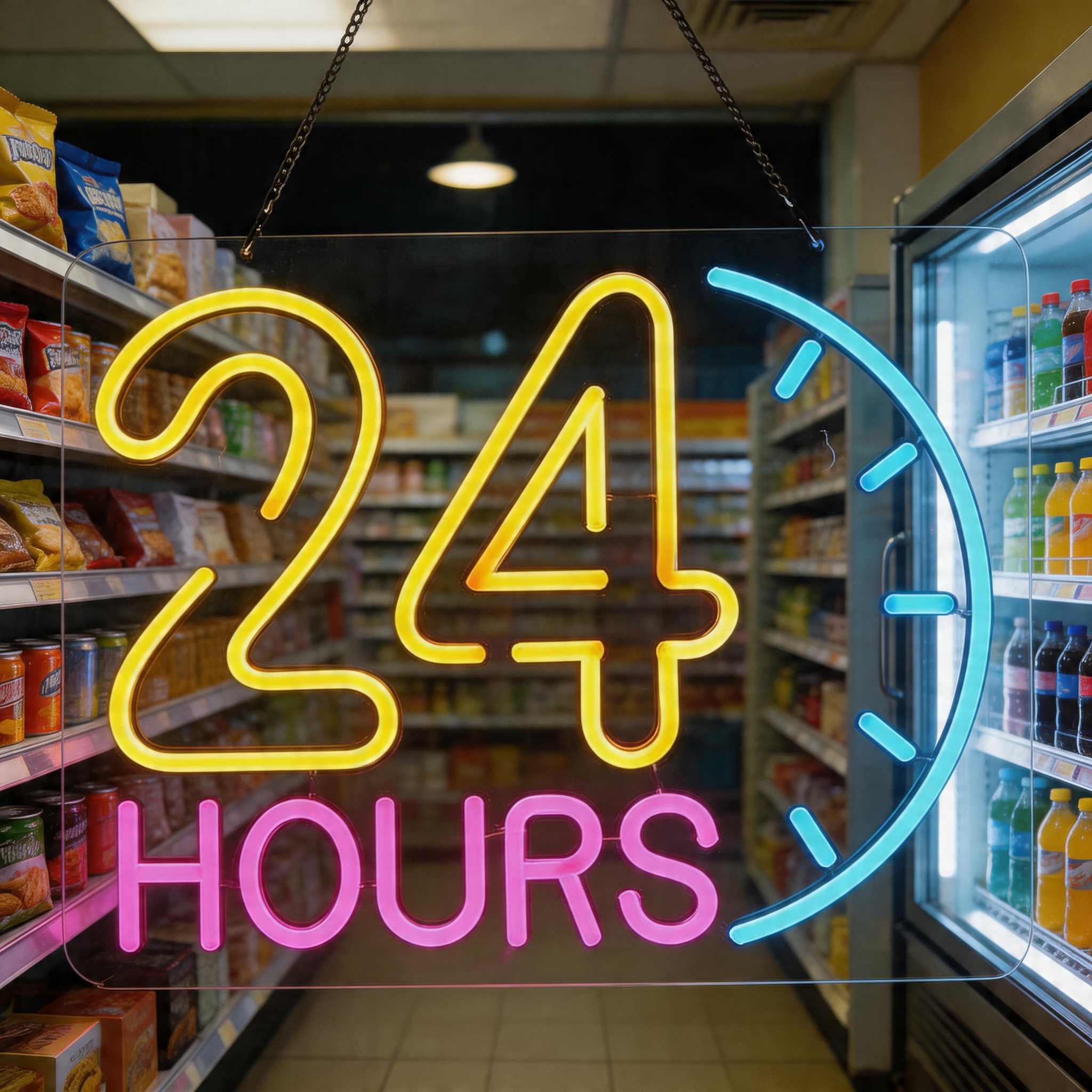24-Hour LED Neon Sign, USB Pow - Decor Lighting Opening Hours 评论和价格