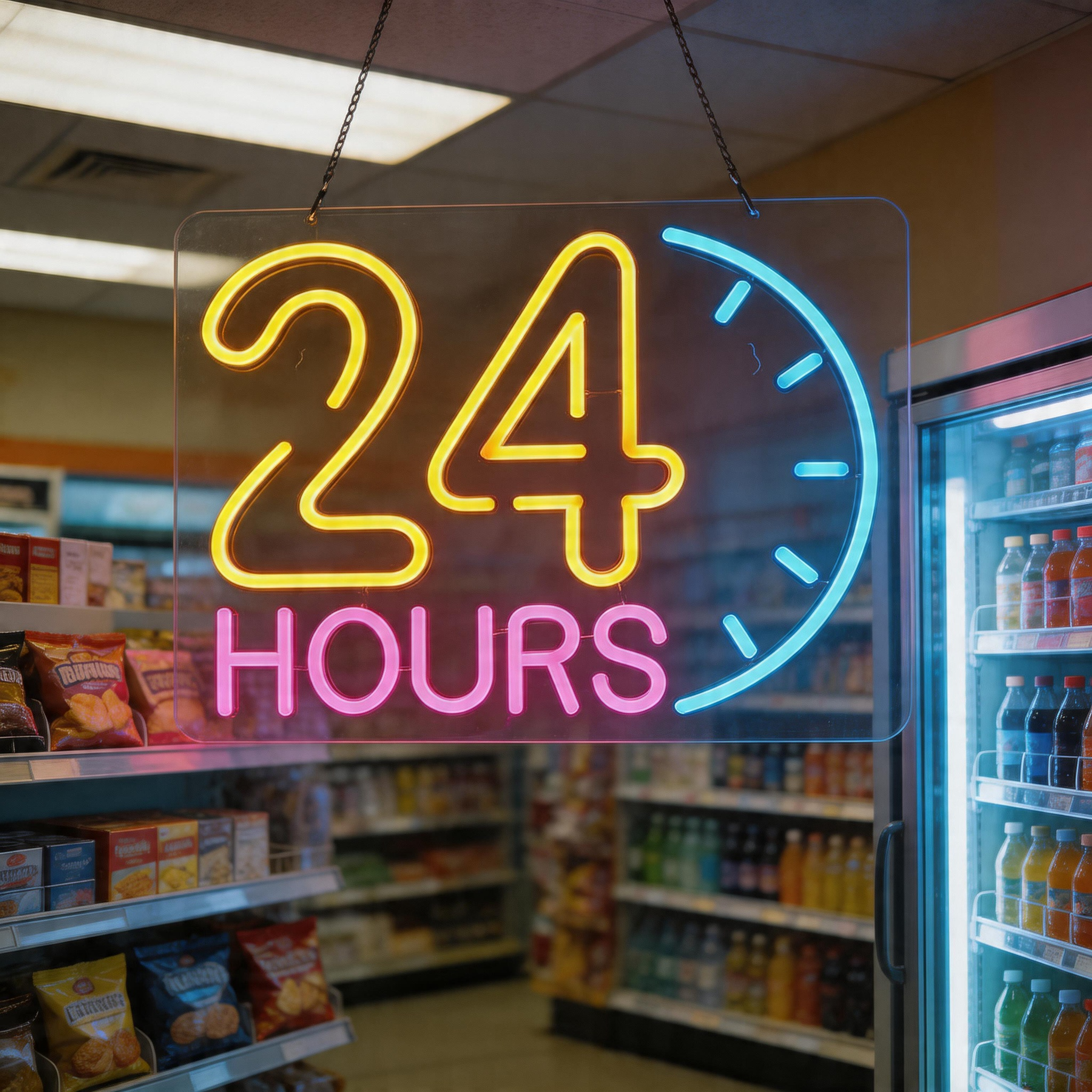 24-Hour LED Neon Sign, USB Pow - Decor Lighting Opening Hours 评论和价格