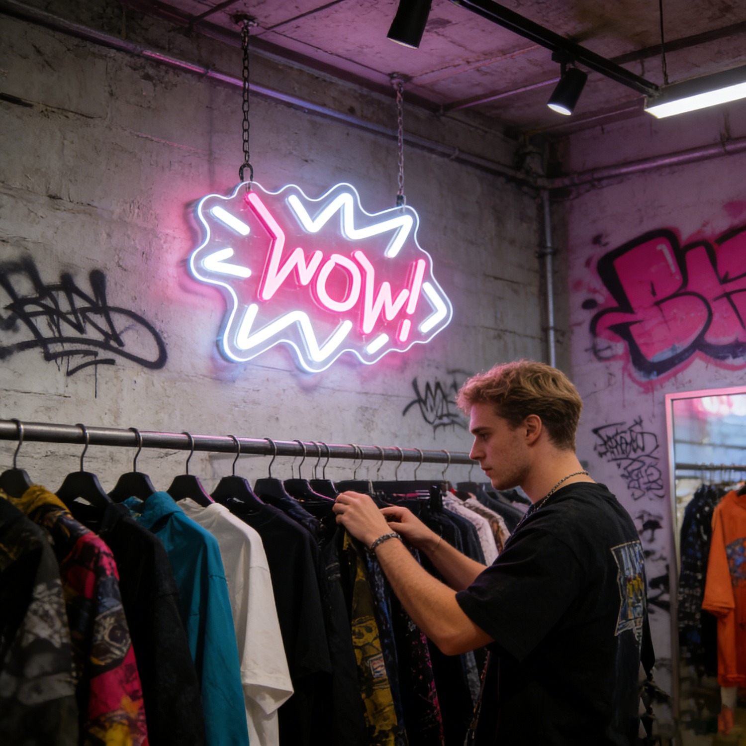 WOW Neon Sign LED Wave Design  - Lighting Decor Wow 评论和价格