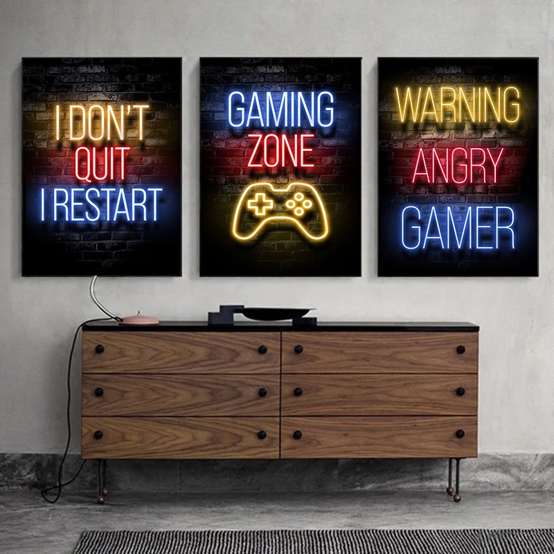 Neon Gaming Gamer Wall Art Pos - Lighting Mcqueen Wall Decor 评论和价格