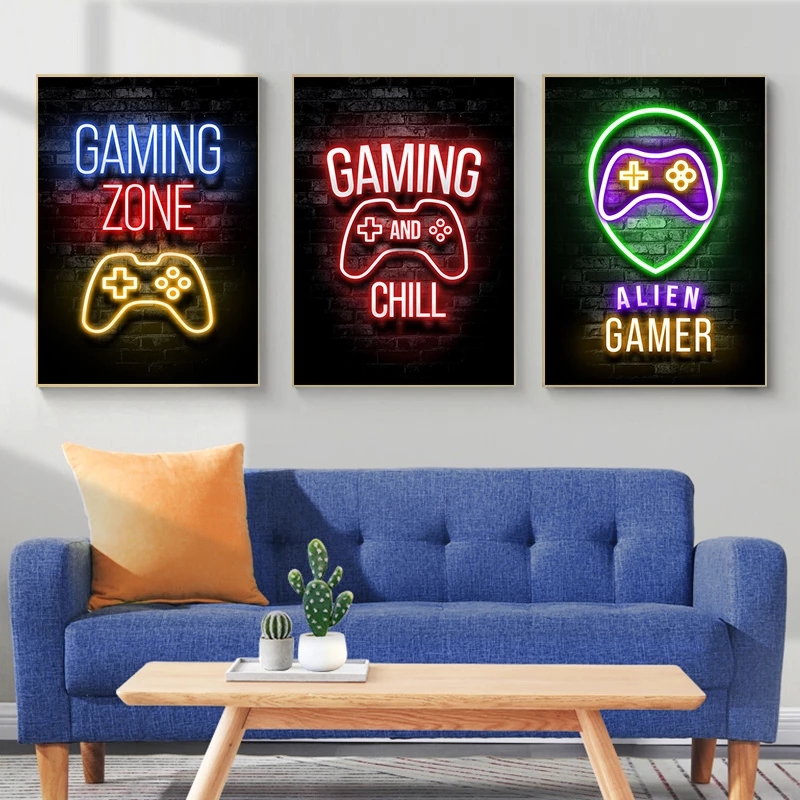 Neon Gaming Gamer Wall Art Pos - Lighting Mcqueen Wall Decor 评论和价格