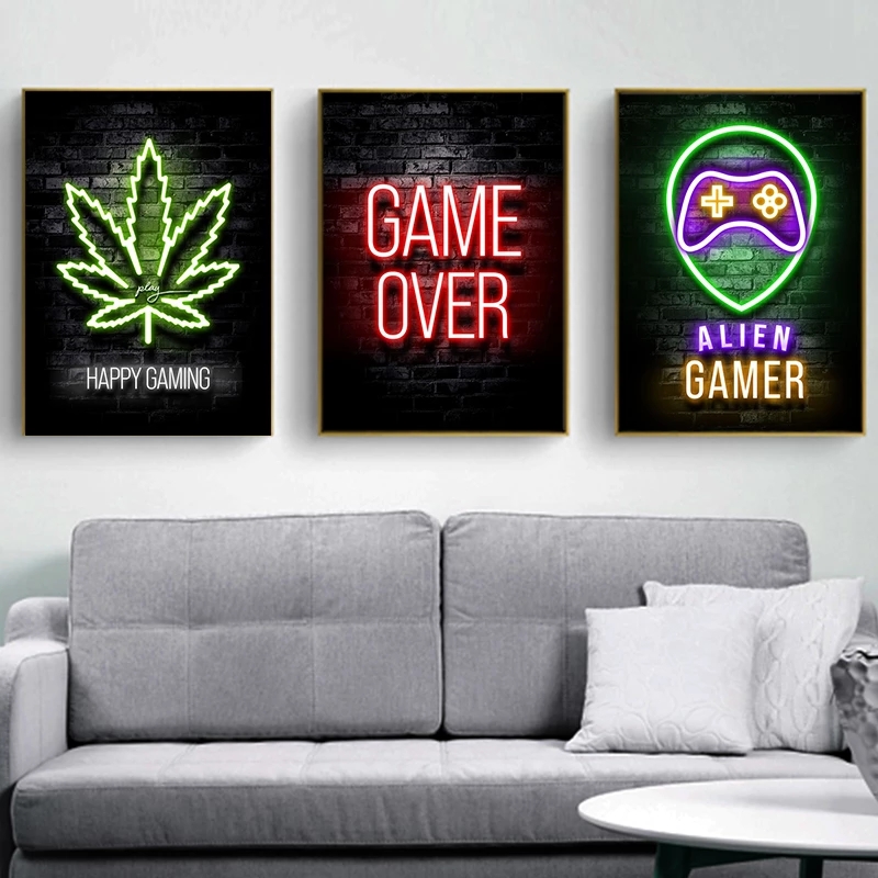 Neon Gaming Gamer Wall Art Pos - Lighting Mcqueen Wall Decor 评论和价格
