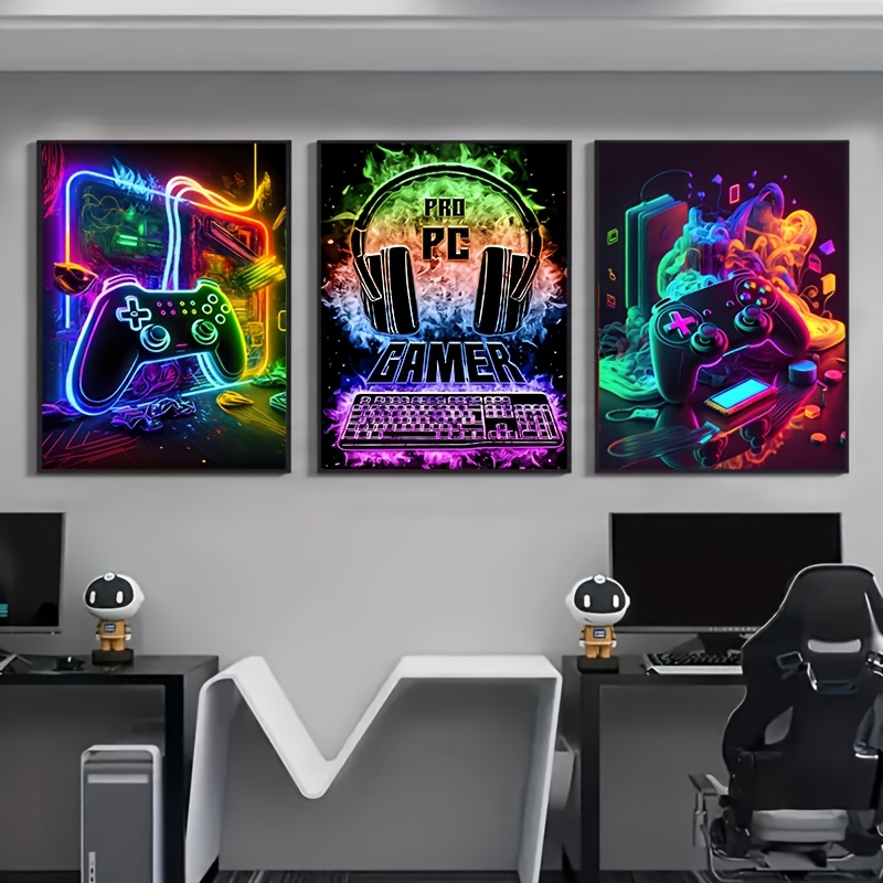 3pcs Canvas Paintings Gaming R - Lighting Mcqueen Wall Decor 评论和价格