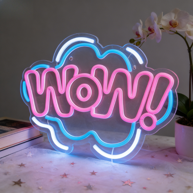 WOW Neon Sign LED Night Light  - Lighting Decor Wow 评论和价格