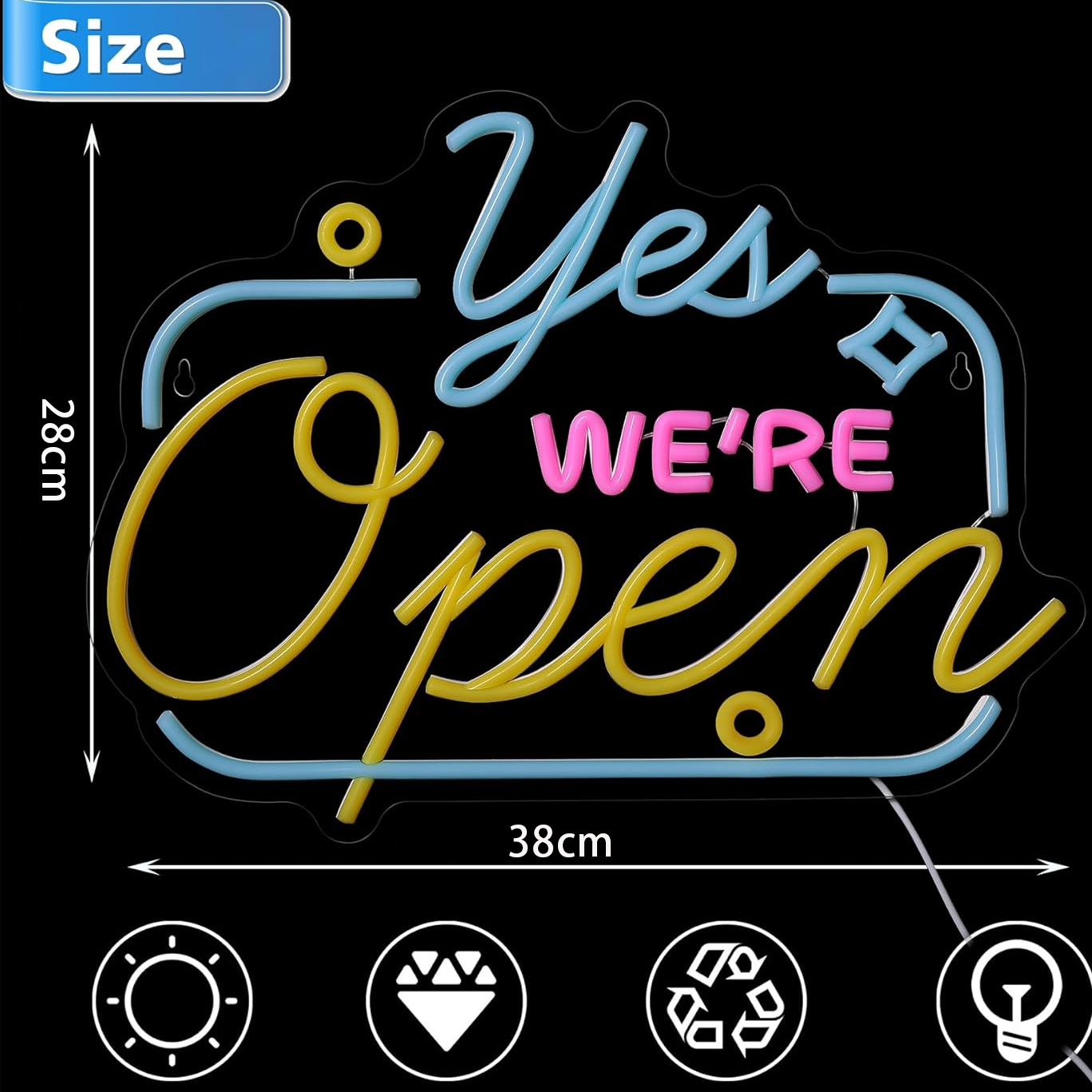 Colorful Yes We Are Open LED N - Decor Lighting Opening Hours 评论和价格