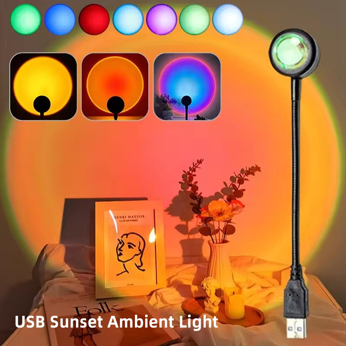 LED Rainbow Sunset Projection  - Sunset Lamp Projection 评论和价格