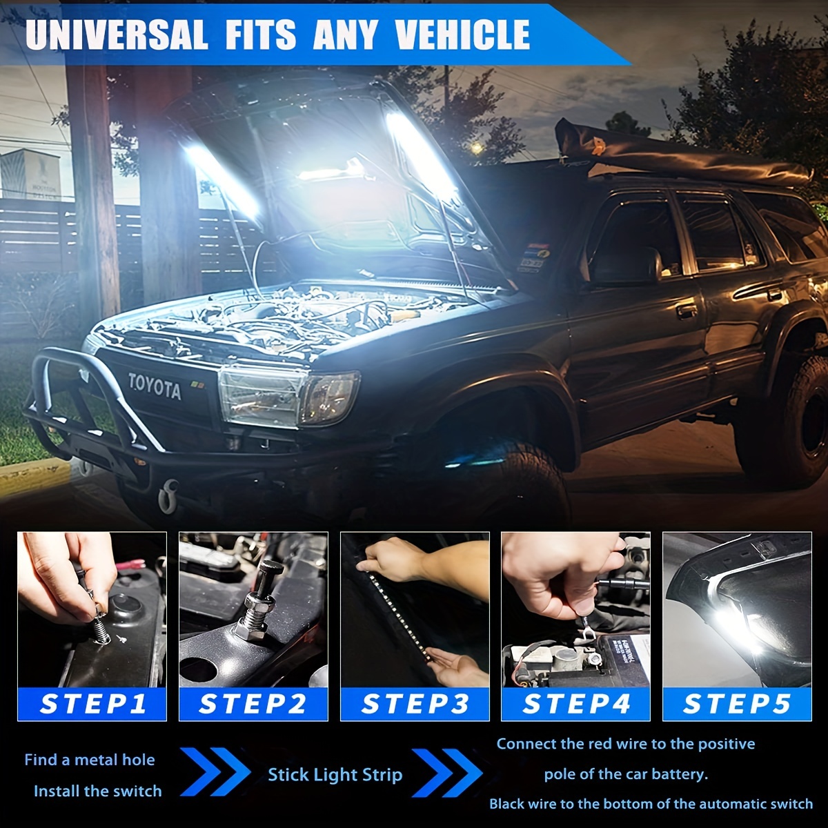 1set LED Car Under Hood Work I - Lighting Bolt Decor 评论和价格